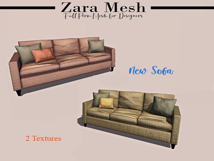Second Life Marketplace ZM Furniture New Sofa FULL PERM MESH